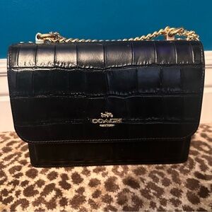 Coach Klare Crossbody Bag Black Croc-Embossed Leather- NWOT